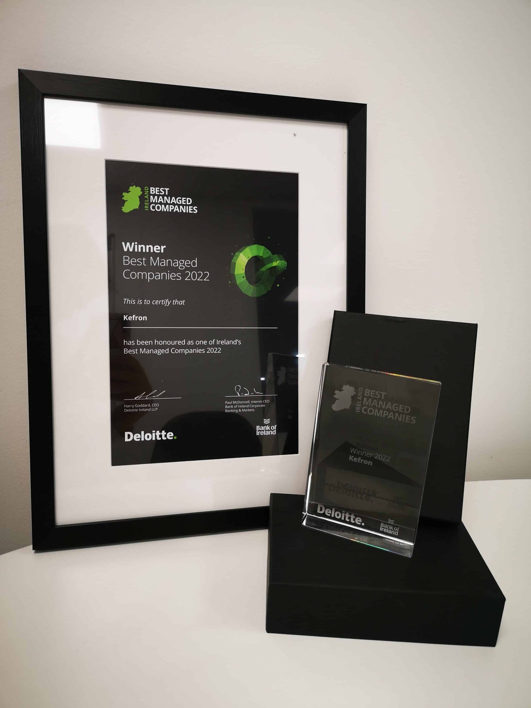 Kefron awarded as one of Ireland’s Best Managed Companies 2022