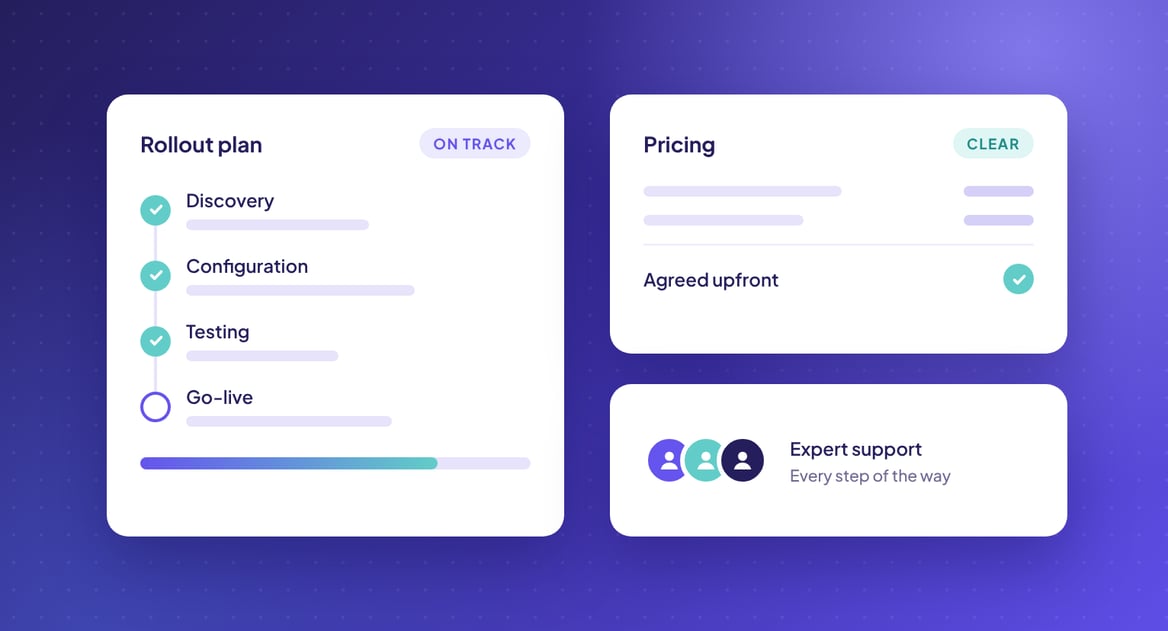 Kefron AP rollout plan with discovery, configuration and testing complete, alongside clear upfront pricing and expert support