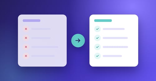 Illustration comparing a manual process with errors against an automated process with checks, representing how AP automation improves invoice processing