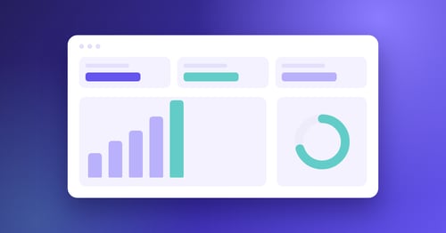 Illustration of an AP analytics dashboard with bar chart and touchless rate gauge, representing accounts payable automation trends