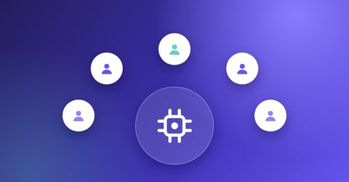 Illustration of a finance team connected around a central hub, representing how AP automation changes team roles