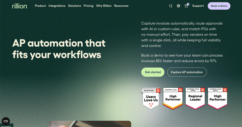 Screenshot of the Rillion website