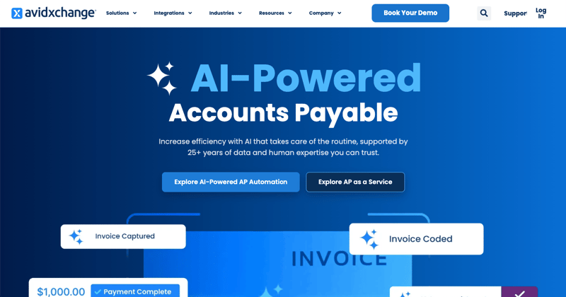 Screenshot of the AvidXchange website